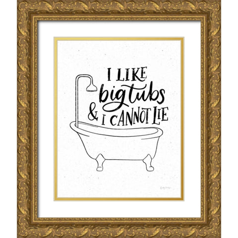 Bathroom Puns II Gold Ornate Wood Framed Art Print with Double Matting by Thorns, Becky
