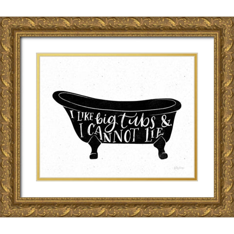 Bathroom Puns I Black Gold Ornate Wood Framed Art Print with Double Matting by Thorns, Becky