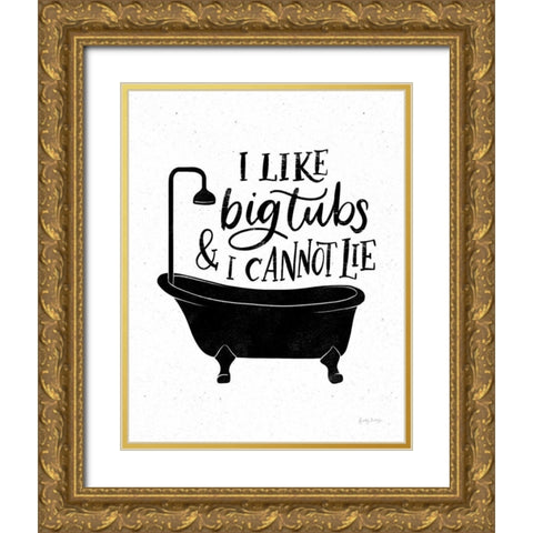 Bathroom Puns II Black Gold Ornate Wood Framed Art Print with Double Matting by Thorns, Becky