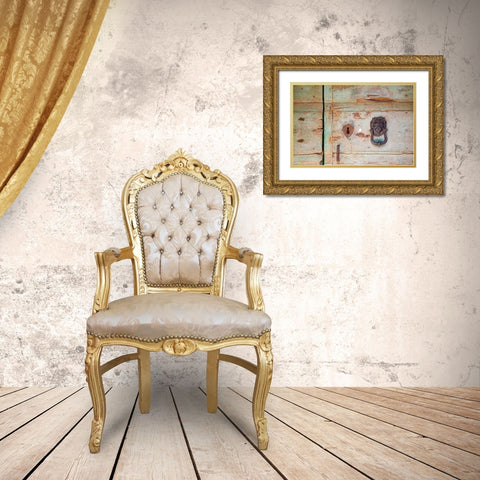 Please Knock Gold Ornate Wood Framed Art Print with Double Matting by Aledanda