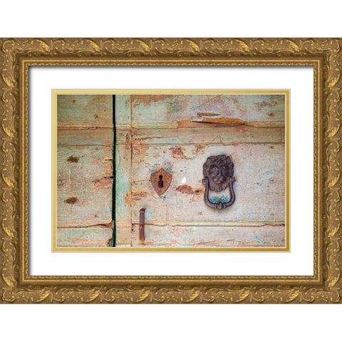 Please Knock Gold Ornate Wood Framed Art Print with Double Matting by Aledanda