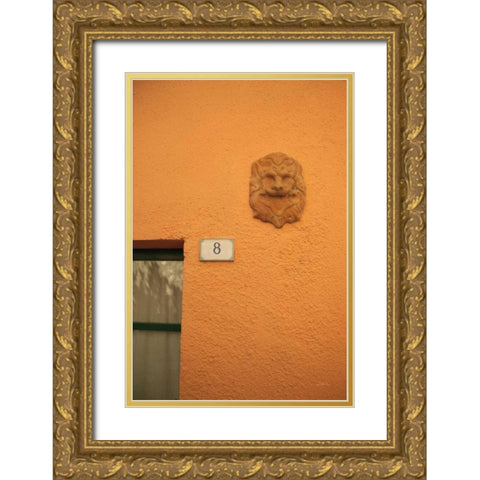 No. 8 Gold Ornate Wood Framed Art Print with Double Matting by Aledanda