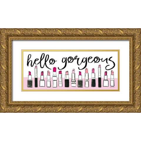 Hello Gorgeous Gold Ornate Wood Framed Art Print with Double Matting by Zaman, Farida