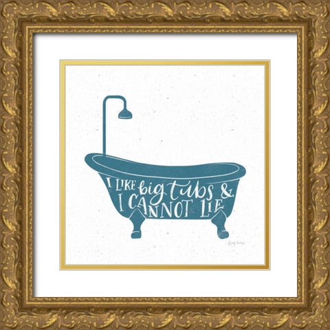 Turkish Tile Bathroom Puns I Gold Ornate Wood Framed Art Print with Double Matting by Thorns, Becky