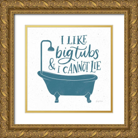 Turkish Tile Bathroom Puns II Gold Ornate Wood Framed Art Print with Double Matting by Thorns, Becky