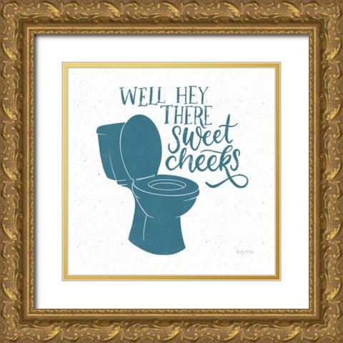 Turkish Tile Bathroom Puns III Gold Ornate Wood Framed Art Print with Double Matting by Thorns, Becky