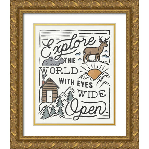 Adventurous IV Gold Ornate Wood Framed Art Print with Double Matting by Marshall, Laura