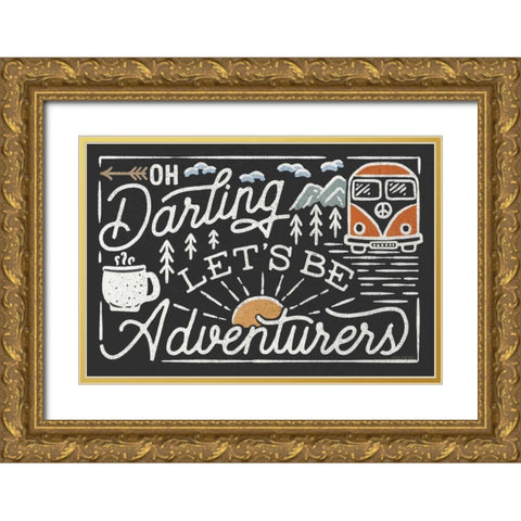 Adventurous I Black Gold Ornate Wood Framed Art Print with Double Matting by Marshall, Laura