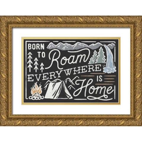 Adventurous II Black Gold Ornate Wood Framed Art Print with Double Matting by Marshall, Laura