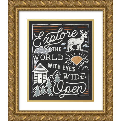 Adventurous IV Black Gold Ornate Wood Framed Art Print with Double Matting by Marshall, Laura