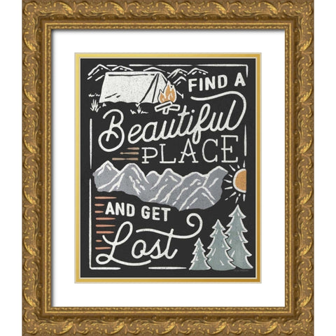Adventurous V Black Gold Ornate Wood Framed Art Print with Double Matting by Marshall, Laura