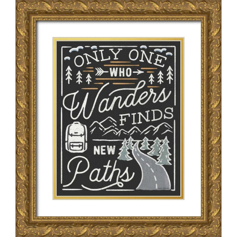 Adventurous VII Black Gold Ornate Wood Framed Art Print with Double Matting by Marshall, Laura
