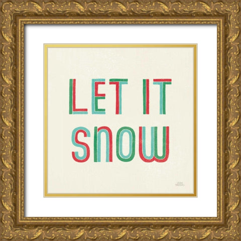 Christmas Sentiments III Gold Ornate Wood Framed Art Print with Double Matting by Marshall, Laura