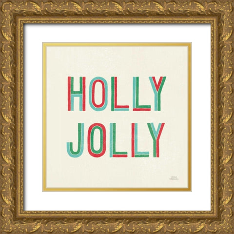 Christmas Sentiments IV Gold Ornate Wood Framed Art Print with Double Matting by Marshall, Laura