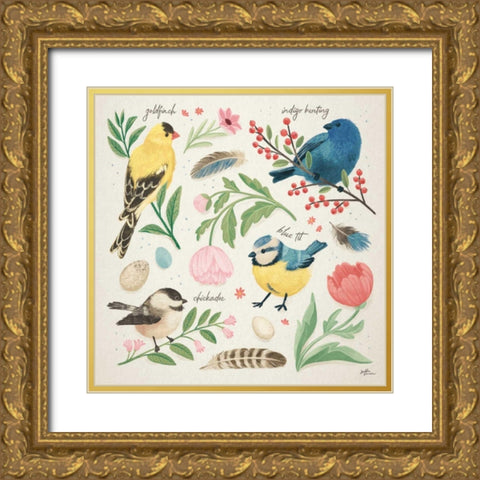 Bird Study II Gold Ornate Wood Framed Art Print with Double Matting by Penner, Janelle