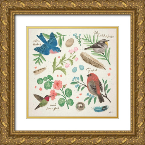Bird Study III Gold Ornate Wood Framed Art Print with Double Matting by Penner, Janelle