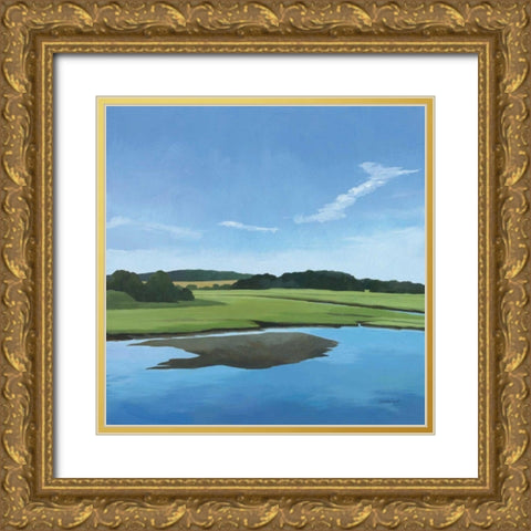Seapowet Marsh Gold Ornate Wood Framed Art Print with Double Matting by Lovell, Kathrine