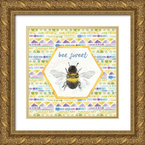 Bee Harmony VI Gold Ornate Wood Framed Art Print with Double Matting by June, Dina
