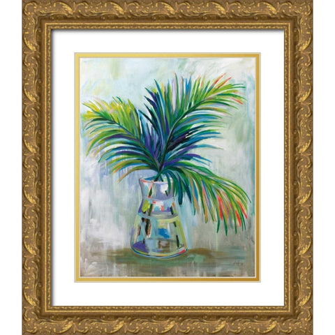 Palm Leaves I Red Gold Ornate Wood Framed Art Print with Double Matting by Vertentes, Jeanette