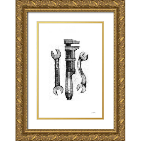 Wrenches Gold Ornate Wood Framed Art Print with Double Matting by Schick, Mike