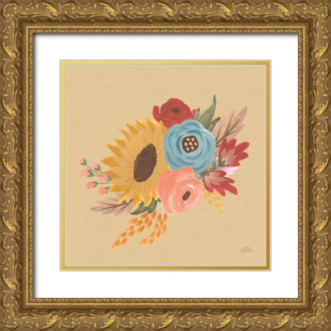 Harvest Garden Flowers I Gold Ornate Wood Framed Art Print with Double Matting by Marshall, Laura