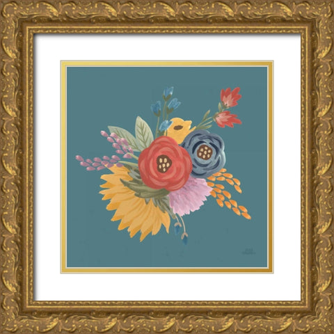 Harvest Garden Flowers IV Gold Ornate Wood Framed Art Print with Double Matting by Marshall, Laura