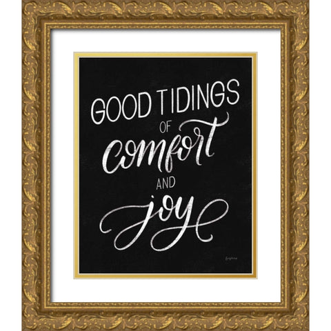 Christmas Sayings V Words Gold Ornate Wood Framed Art Print with Double Matting by Thorns, Becky