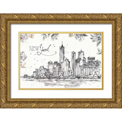 Skyline Sketches I Gold Ornate Wood Framed Art Print with Double Matting by Tavoletti, Anne