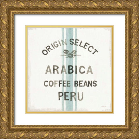 Wake Me Up Coffee Sack I Gold Ornate Wood Framed Art Print with Double Matting by Nai, Danhui