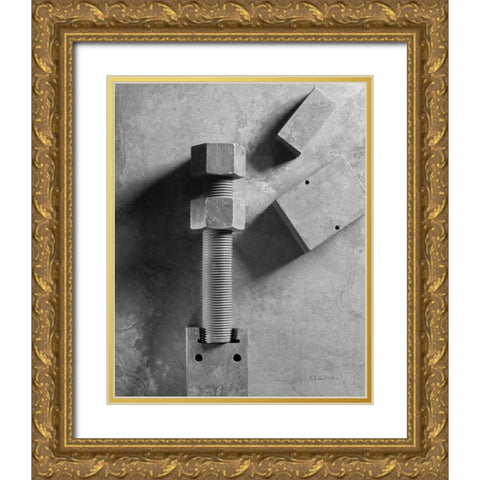 Bridge Bolts Gold Ornate Wood Framed Art Print with Double Matting by Goldstein, Ed