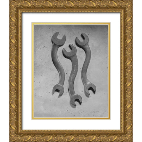 Dancing Wrenches Gold Ornate Wood Framed Art Print with Double Matting by Goldstein, Ed
