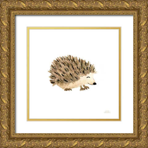 Woodland Whimsy Hedgehog Gold Ornate Wood Framed Art Print with Double Matting by Marshall, Laura