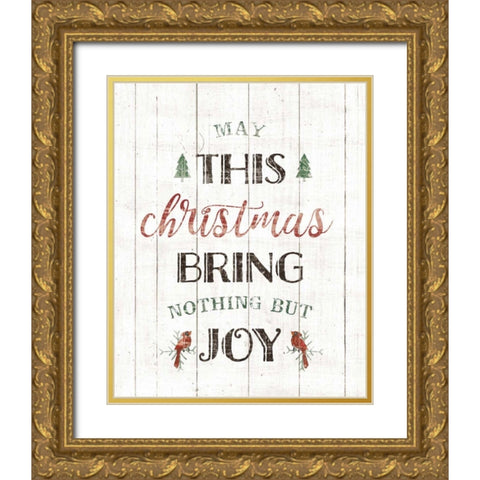 Christmas Joy Gold Ornate Wood Framed Art Print with Double Matting by Wild Apple Portfolio