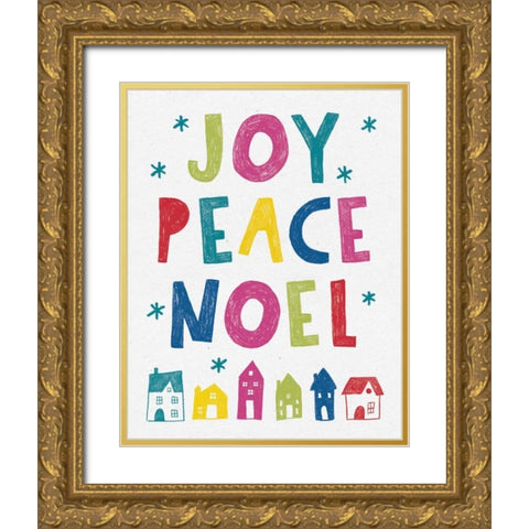 Merry and Bright I Gold Ornate Wood Framed Art Print with Double Matting by Hershey, Moira