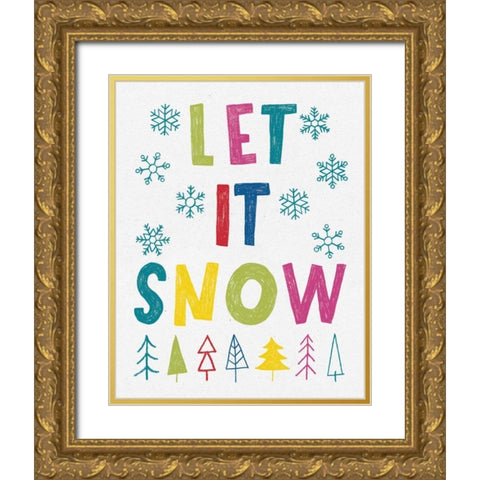 Merry and Bright II Gold Ornate Wood Framed Art Print with Double Matting by Hershey, Moira