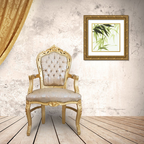 Bamboo IV Green Gold Ornate Wood Framed Art Print with Double Matting by Paschke, Chris