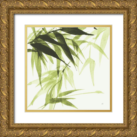 Bamboo IV Green Gold Ornate Wood Framed Art Print with Double Matting by Paschke, Chris