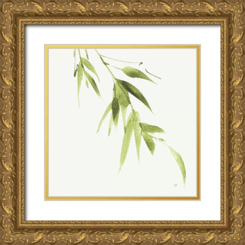 Bamboo VI Green Gold Ornate Wood Framed Art Print with Double Matting by Paschke, Chris