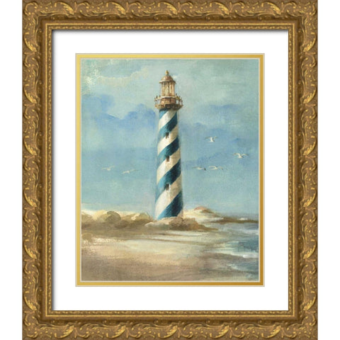 Lighthouse I Gold Ornate Wood Framed Art Print with Double Matting by Nai, Danhui