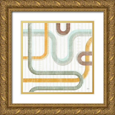 Subway Lines II Gold Ornate Wood Framed Art Print with Double Matting by Averinos, Melissa