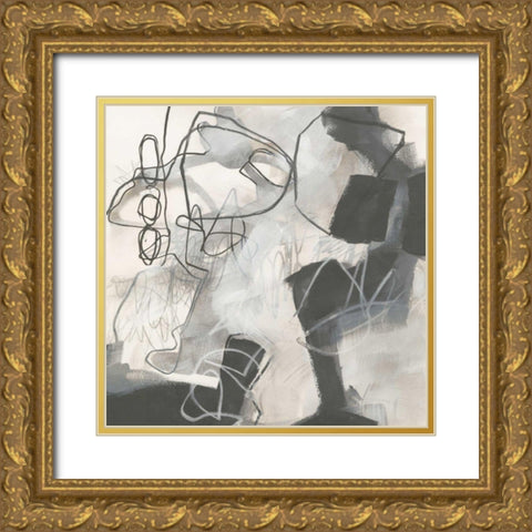Whats Happening II Neutral Gold Ornate Wood Framed Art Print with Double Matting by Davies, Jane