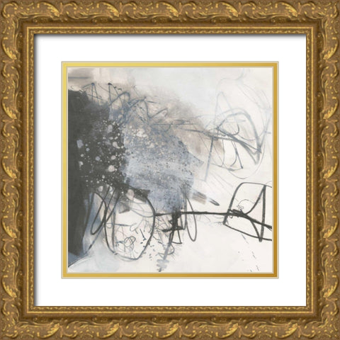Whats Happening III Neutral Gold Ornate Wood Framed Art Print with Double Matting by Davies, Jane