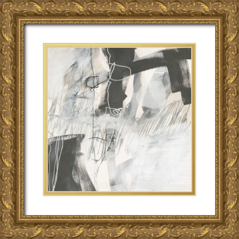 Whats Happening V Neutral Gold Ornate Wood Framed Art Print with Double Matting by Davies, Jane