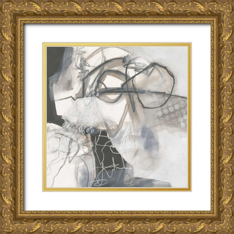 Whats Happening VI Neutral Gold Ornate Wood Framed Art Print with Double Matting by Davies, Jane
