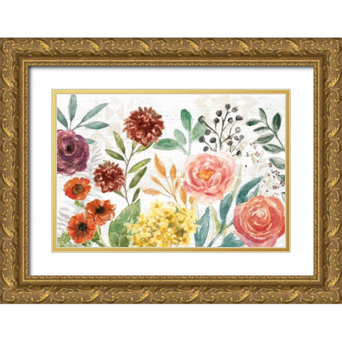 Flower Fest I Gold Ornate Wood Framed Art Print with Double Matting by Urban, Mary