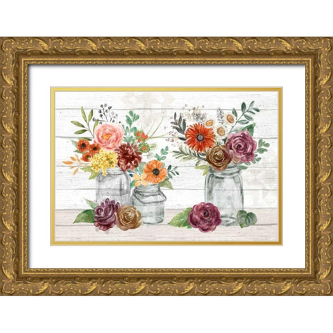 Flower Fest IV Gold Ornate Wood Framed Art Print with Double Matting by Urban, Mary
