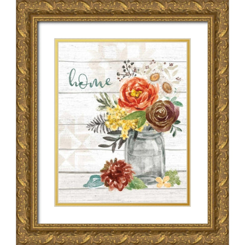 Flower Fest V Gold Ornate Wood Framed Art Print with Double Matting by Urban, Mary