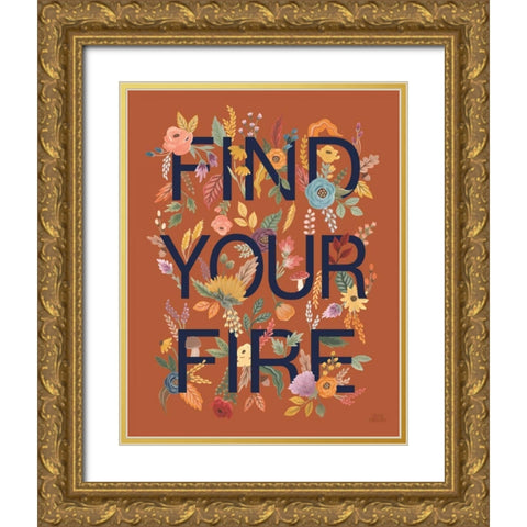 Harvest Garden III Rust Gold Ornate Wood Framed Art Print with Double Matting by Marshall, Laura