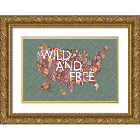 Harvest Garden USA Green Gold Ornate Wood Framed Art Print with Double Matting by Marshall, Laura