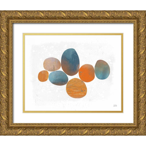 Collage Stones Gold Ornate Wood Framed Art Print with Double Matting by Averinos, Melissa